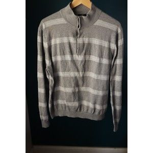 Brooks Brothers 346 Mens Sweater L pullover striped Mock Neck Supima Cotton